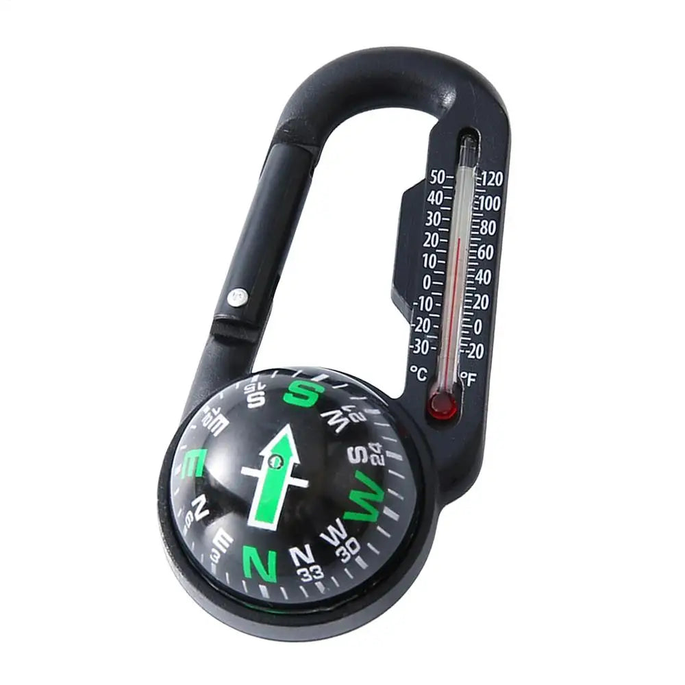 Trail Gear Accessories: Compass Hiking Outdoor Buckle Mini Compass Carabiner Keychain With Thermometer / Rungear