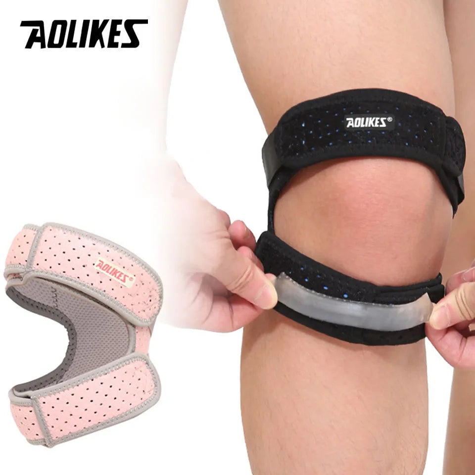 AOLIKES Adjustable Patella Knee Strap – Double Compression Support for Running & Sports