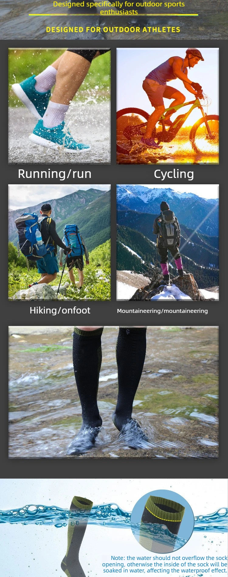 Men's Socks Accessories: Men's Waterproof, Breathable, Anti-Slip, Knee-High Hiking Socks  for All Sports, Hiking, Running / Rungear