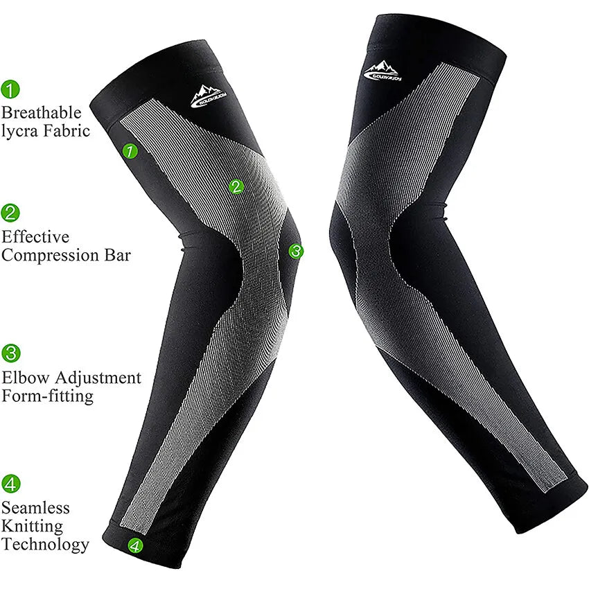 Compression Gear Accessories: 1PR Unisex Arm Compression Ice Silk Arm Sleeves for Sun UV Protection / Rungear