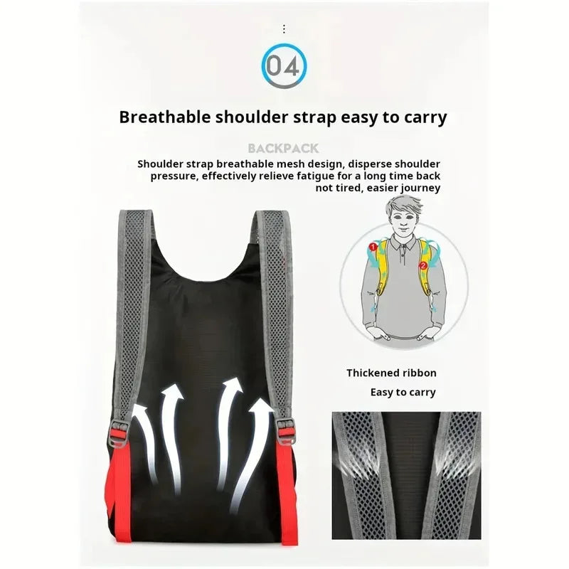 Trail Accessories Gear: Lightweight, Folding, Waterproof Storage Travel Backpack, Solid Colour, Large Capacity / Rungear