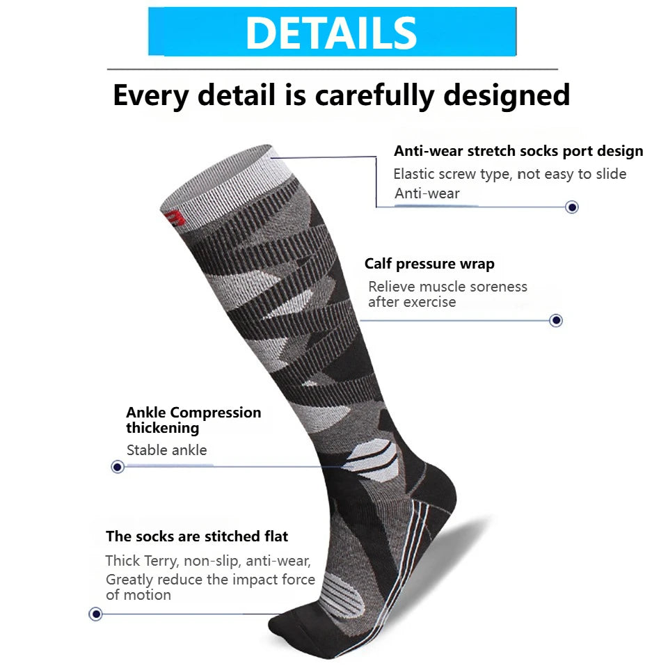 Sock Gear Accessories: GTUBIKE 1 PR Winter Warm, Anti-Slip, Moisture-Wicking, Thickened Compression Thermal Socks / Rungear