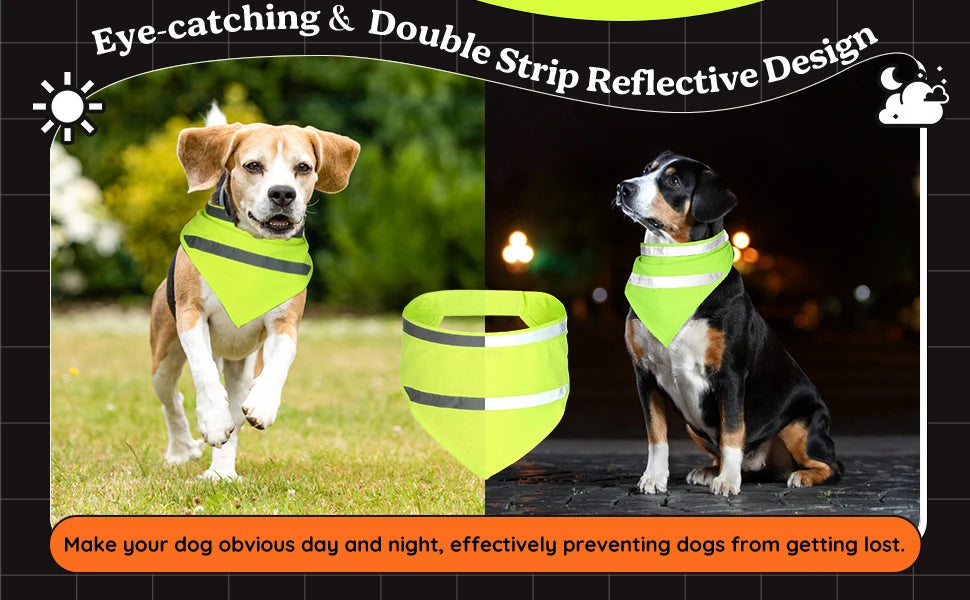 Dog Gear Accessories: Reflective, High Visibility Triangle Scarf, Suitable for Small and Medium-Sized Dogs / Rungear