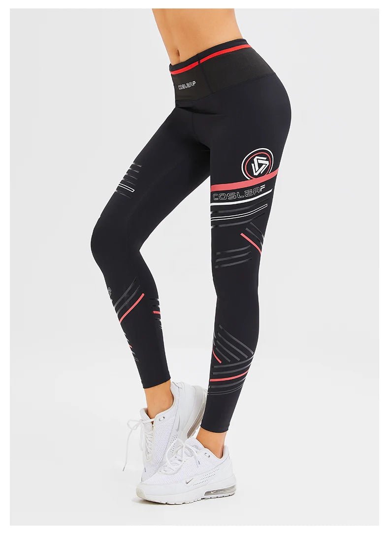 Women's Compression Apparel: Printed High Waisted Workout Pants With Pockets / Rungear