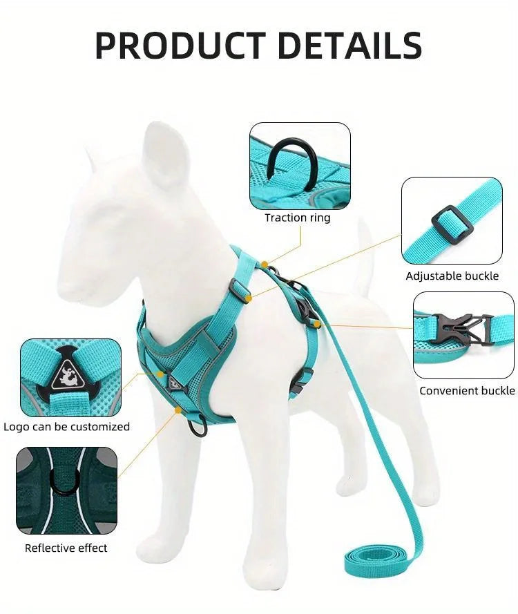 Dog Halter Accessories: Adjustable, Reflective, No Pull Dog Harness Vest and Leash Set for Small Dogs / Rungear