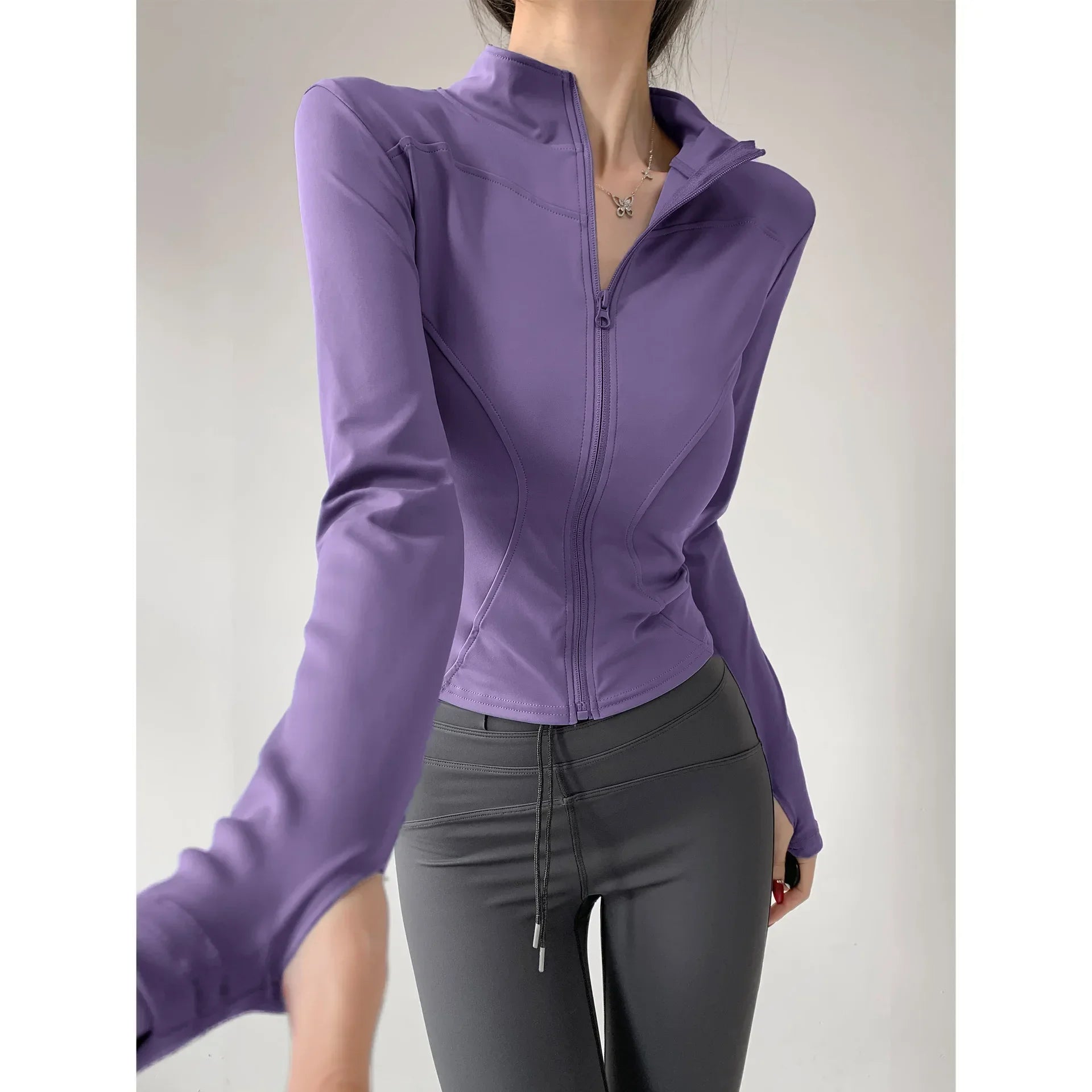 Women's Running Apparel: Quick Drying, Long Sleeved Sports Tight Fitness Top With Zipper S-3XL / Rungear