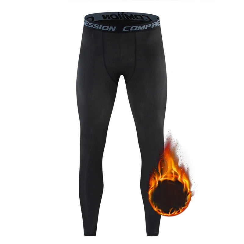 Men's High Stretch Winter Fleece Sports Fitness Training Leggings