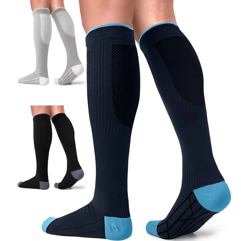 1Pair 20-30 mm Unisex Circulation Support Compression Socks For Athletic Health Support