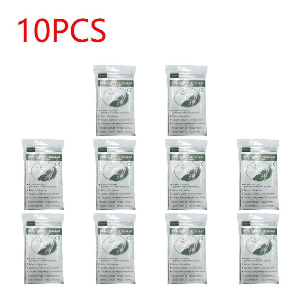 Trail Gear Accessories: 1-10 PC Emergency Thermal, Windproof Foil Survival Blanket / Rungear