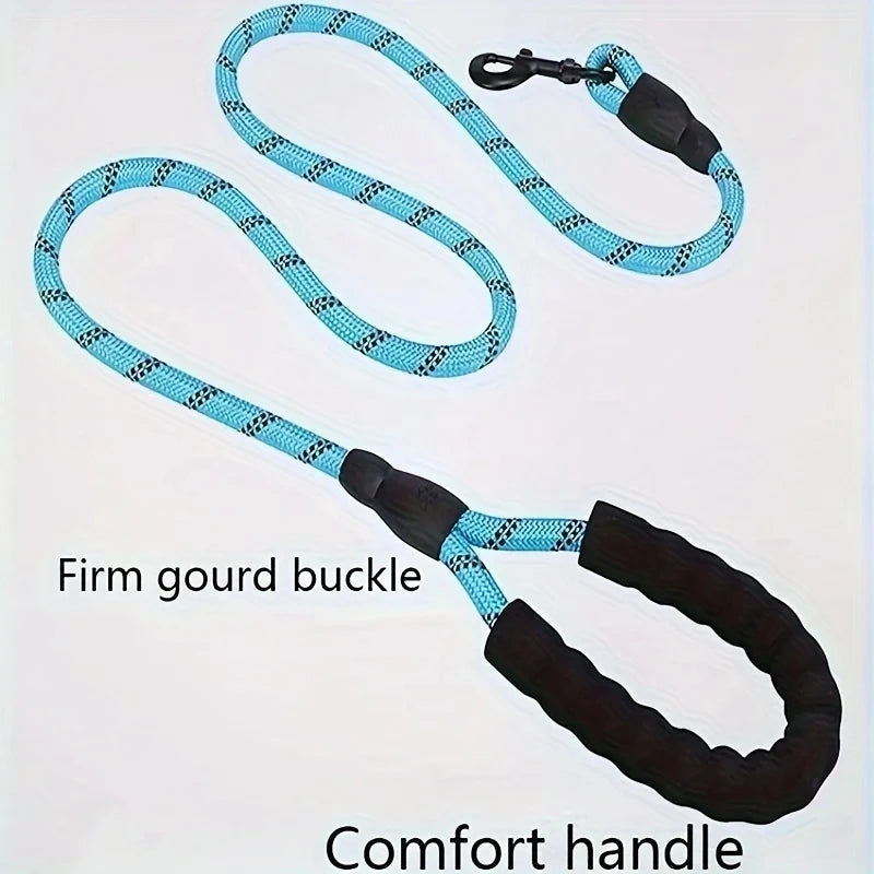 Reflective Dog Leash With Comfortable Padded Handle - Double Heavy Duty Traction Rope For Strong Dogs