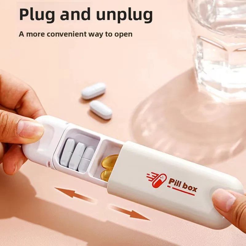 Portable Easy to Carry, Mini Travel Daylight-Proof Medicine Container Box with Three Compartments