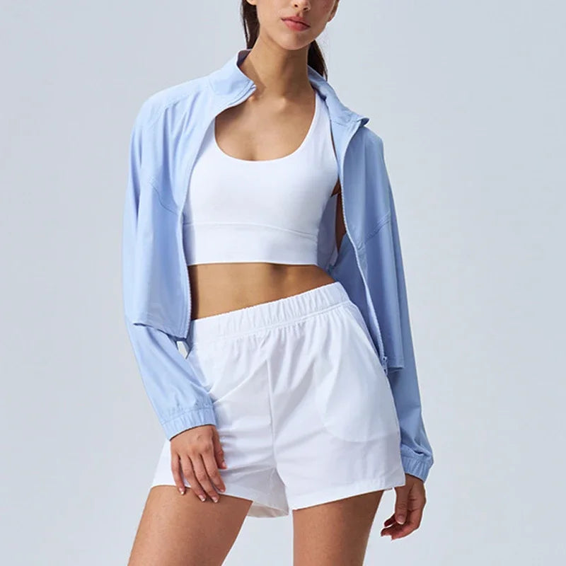 Women's Running Jackets: Long Sleeved, Full Zip, Cropped Workout Jackets UPF 50+ / Rungear