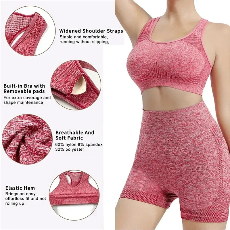 Women's Quick-Dry Sets: Seamless Shorts and Sports Bra Workout Sets for Fitness, Running, Workouts / Rungear