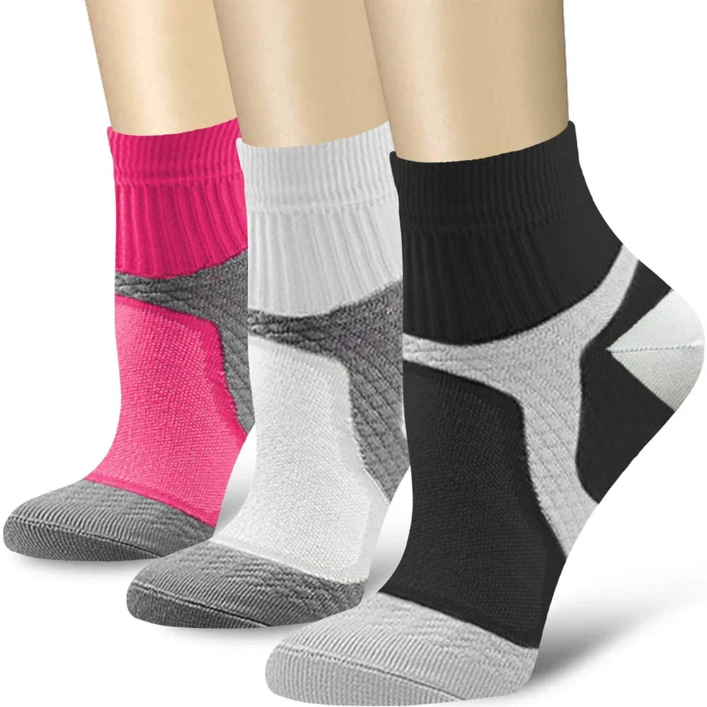 Running Compression Apparel: 1 Pair Unisex Circulation Compression, Arch Support Ankle Socks / Rungear
