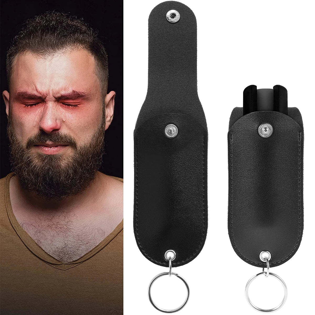 Safety Gear Accessories: PU Leather, Mini Portable Pepper Spray Keychain Pouch for Self Defense / Rungear