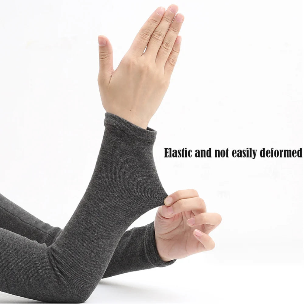 Winter Gear Accessories: Unisex, Thickened, Plush Cold-Proof, Warm Elbow Guard, Fingerless Arm Sleeves with Thumb Holes / Rungear