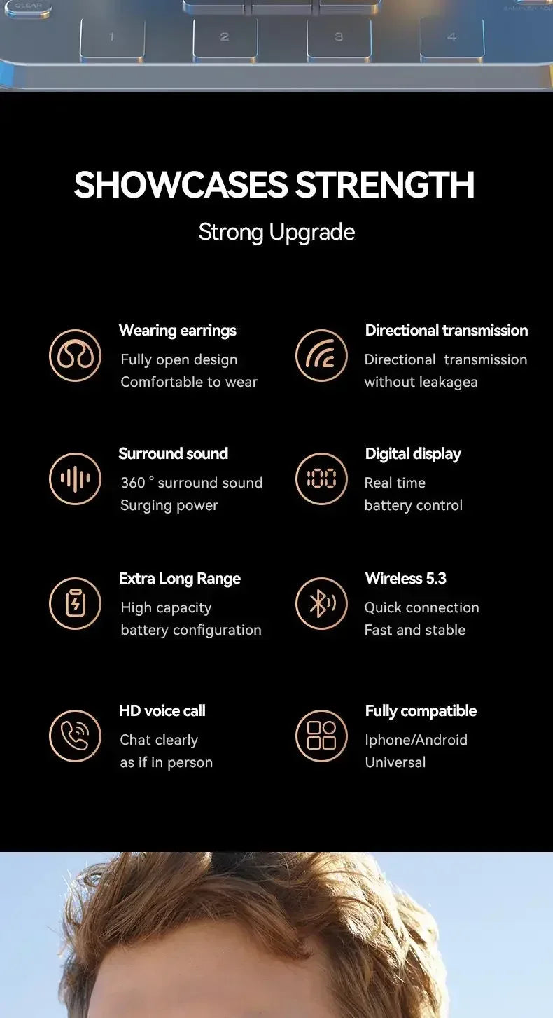 Running Earbuds Accessories: New Model 2026 X51 Wireless, Bluetooth, Bone Conduction, Sports Headset Charging Earphones With Mic / Rungear