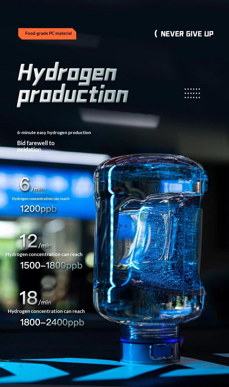 Running Hydration Accessories: Portable, Hydrogen Water Bottle 1.5L, Rich Water Generator, Large Capacity Sports Cup for Gym Outdoor Fitness / Rungear