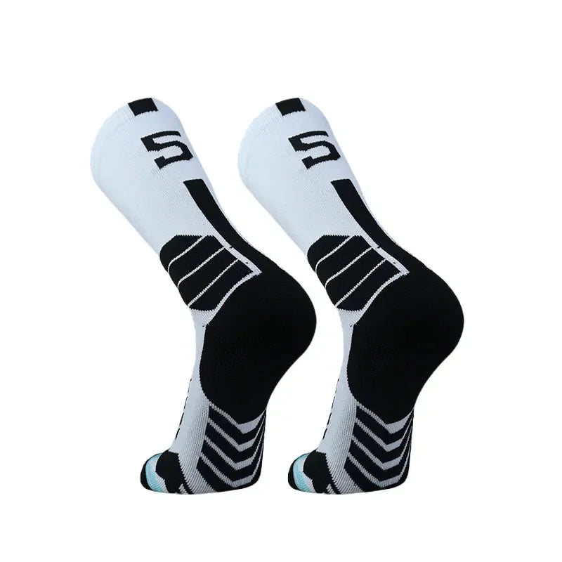 Running Compression Gear: Unisex, High Quality, Towel Bottom, Compression Sports Socks With Number Print / Rungear