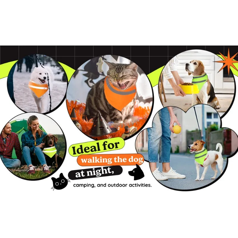 Dog Gear Accessories: Reflective, High Visibility Triangle Scarf, Suitable for Small and Medium-Sized Dogs / Rungear