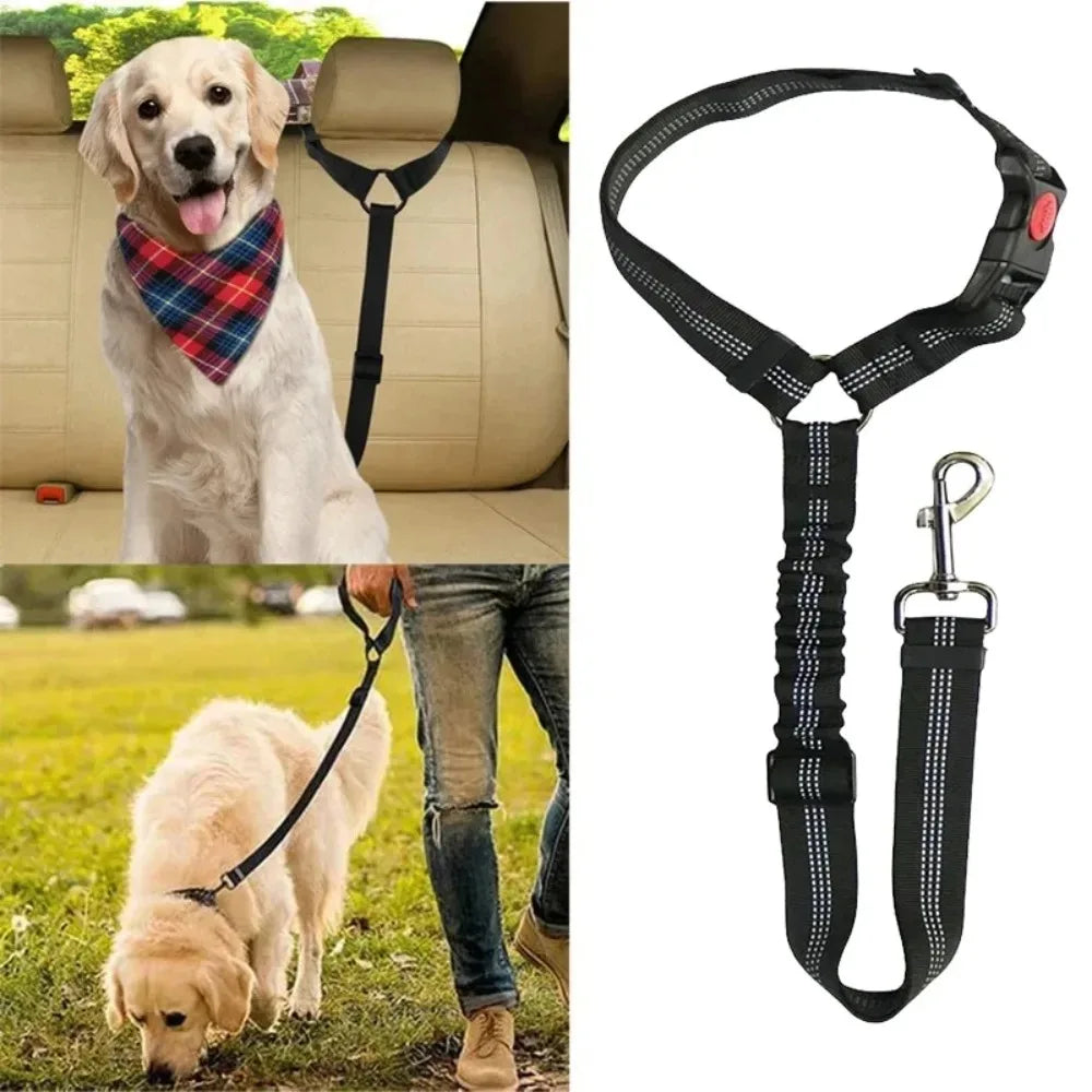Dog Accessories Gear: Adjustable, Durable, Nylon, Safety, Reflective 2 In 1 Dog Car Backseat Belt Safety Adjustable Dog Leash for Small, Large Dogs / Rungear