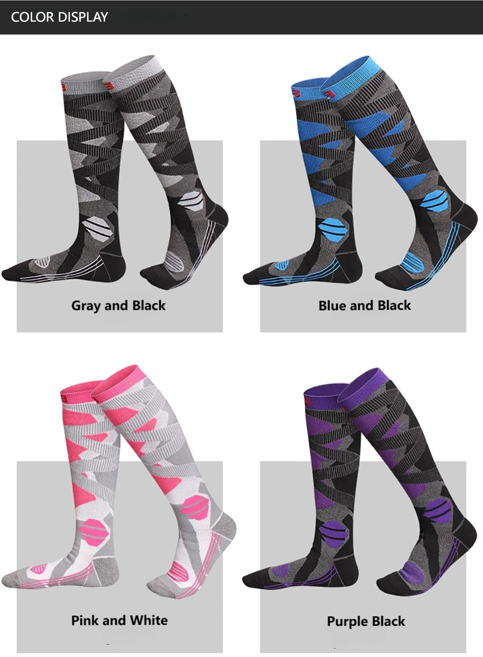 Sock Gear Accessories: GTUBIKE 1 PR Winter Warm, Anti-Slip, Moisture-Wicking, Thickened Compression Thermal Socks / Rungear