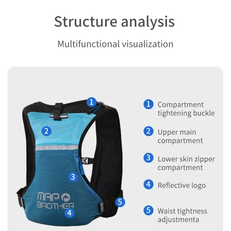 Marathon Vest Gear: MAP BROTHER B109 Breathable, Lightweight, Trail Running, Marathon Hydration Vest Backpack / Rungear