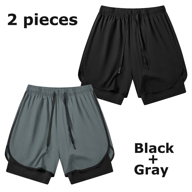 Men's Quick-Dry Apparel: Quick Dry, Stretchy 2 in 1 Running Workout Performance Activewear Shorts with Phone Pocket, Towel Loop / Rungear