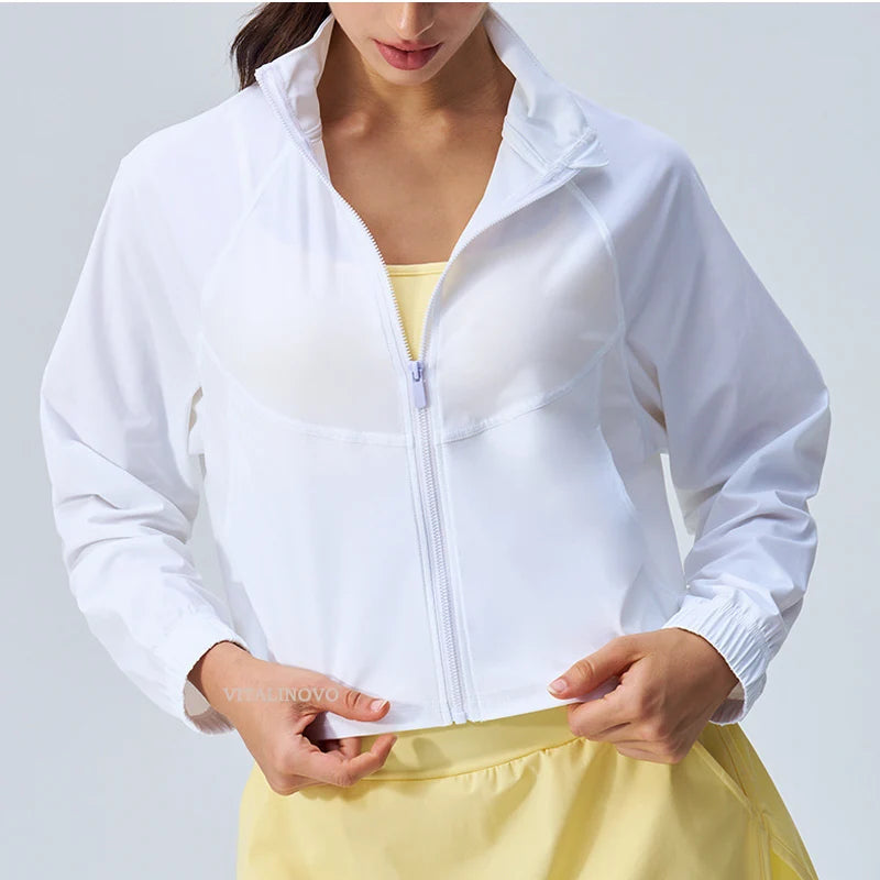 Women's Running Jackets: Long Sleeved, Full Zip, Cropped Workout Jackets UPF 50+ / Rungear