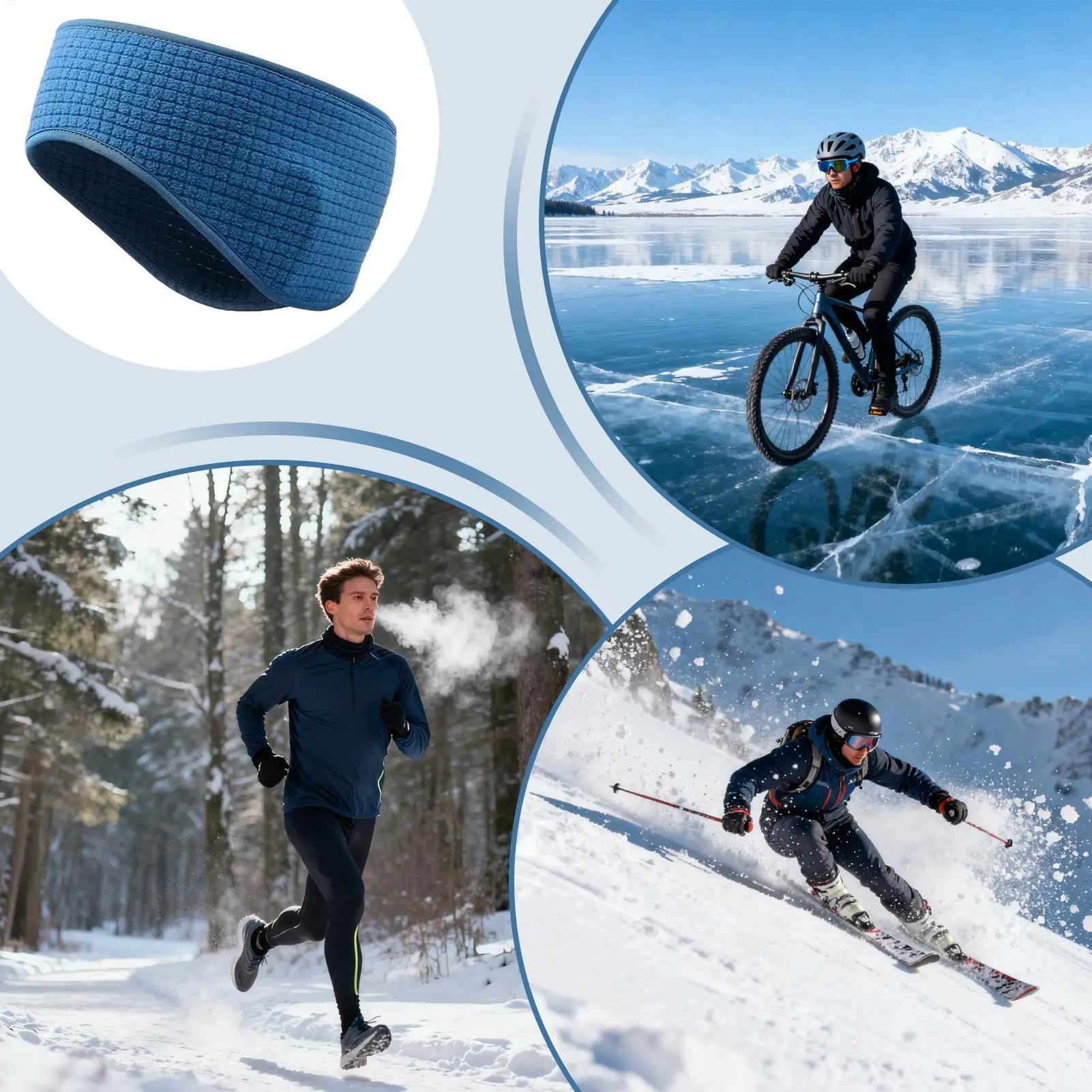 Unisex Thermal Windproof Stretchy Ear Warmer Headband for Running Skiing Cycling Winter Sports