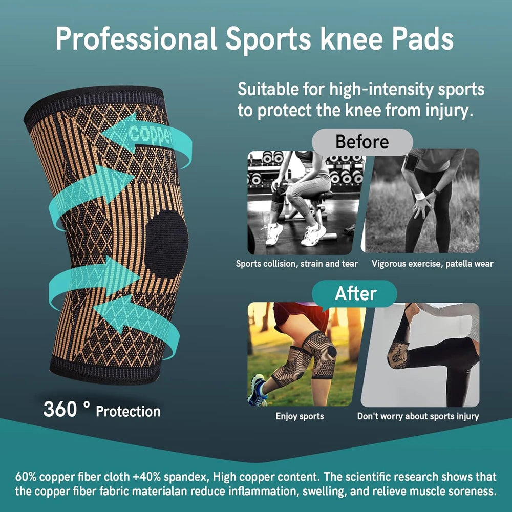 Recovery Gear Accessories: Copper Knee Compression Sleeve Brace for Arthritis Pain & Knee Pain Support / Rungear