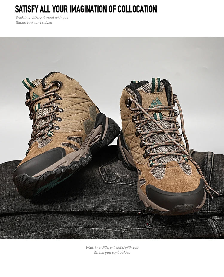 Men's Hiking Shoes: Winter Resistant, Suede, High-Top Hiking Boots / Rungear