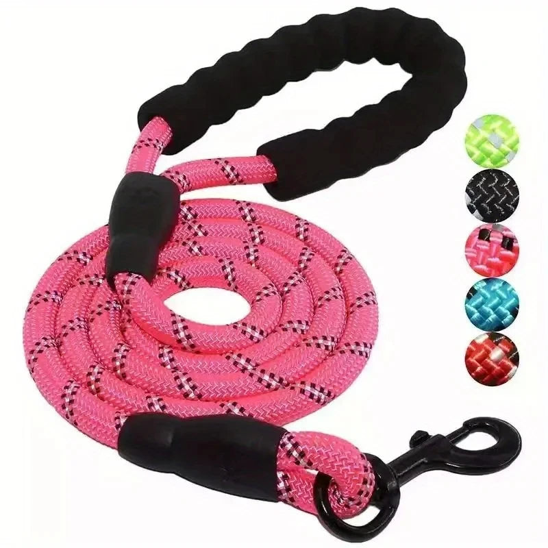 Reflective Dog Leash With Comfortable Padded Handle - Double Heavy Duty Traction Rope For Strong Dogs