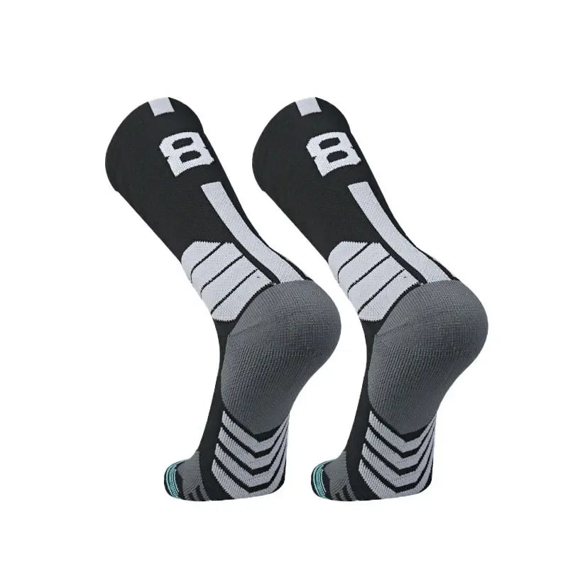 Running Compression Gear: Unisex, High Quality, Towel Bottom, Compression Sports Socks With Number Print / Rungear