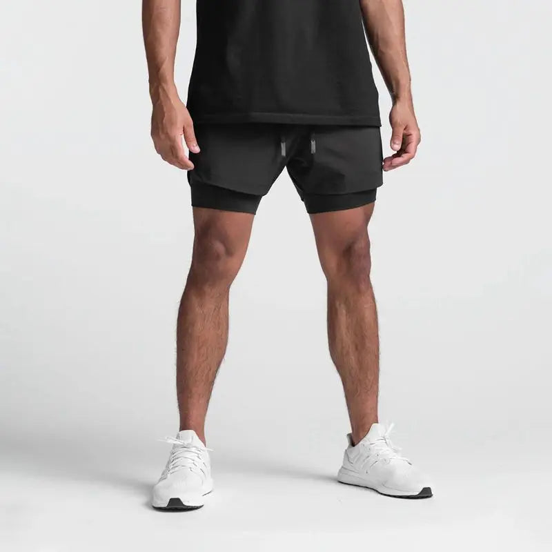 Men's Double Layer Shorts: 2 in 1 Breathable, Double Layer, Quick Dry, Running Workout Sports Shorts / Rungear