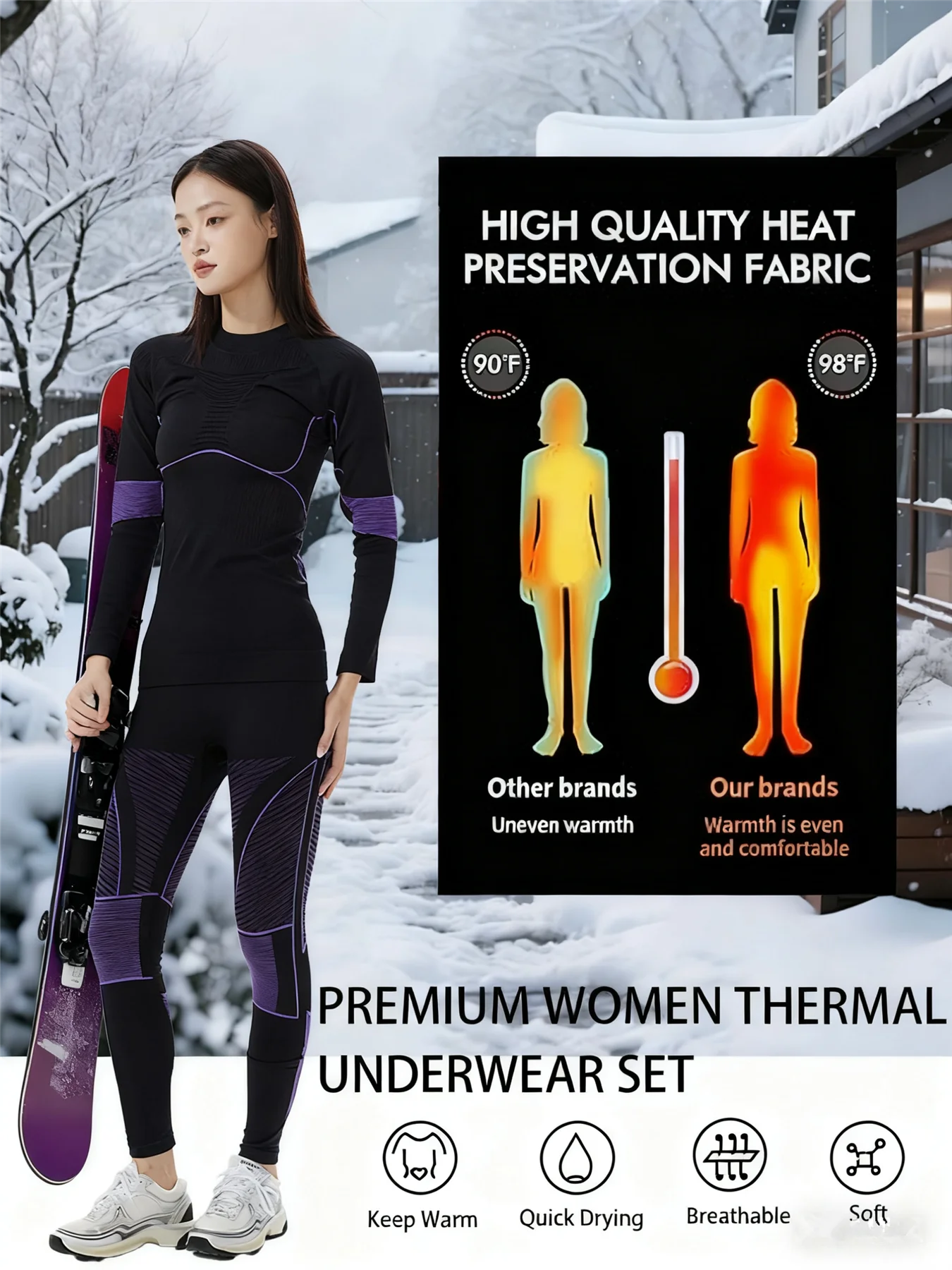 Women's Thermal Apparel:  Thermal Underwear Long John Sets For Winter / Rungear