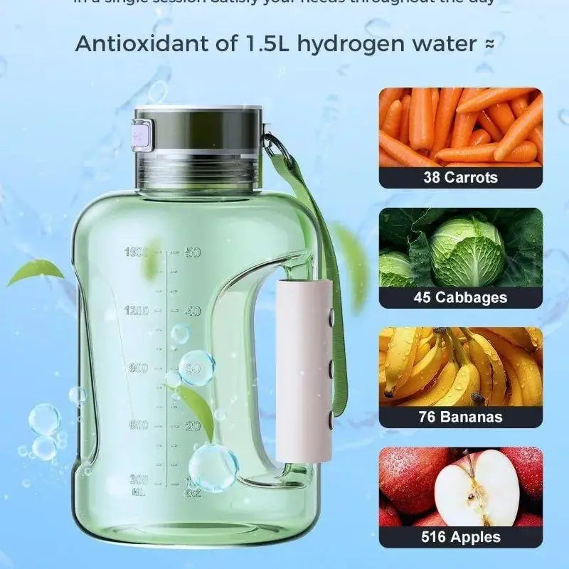 Hydration Gear Accessories: 1.5L Hydrogen Rich Portable Sports Water Bottle, Rich Molecular Hydrogen Water Generator / Rungear
