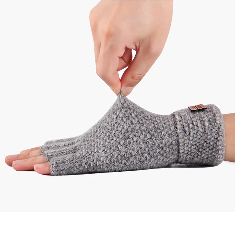 Winter Men's gloves: Warm, Thick Wool, Half Finger Fingerless Gloves / Rungear