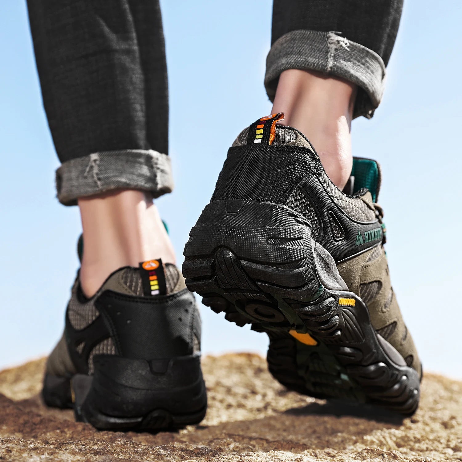 Hiking Shoe Gear: HIKEUP Men's Suede Leather, Wear-Resistant Hiking, Walking, Hunting Outdoor Shoes / Rungear