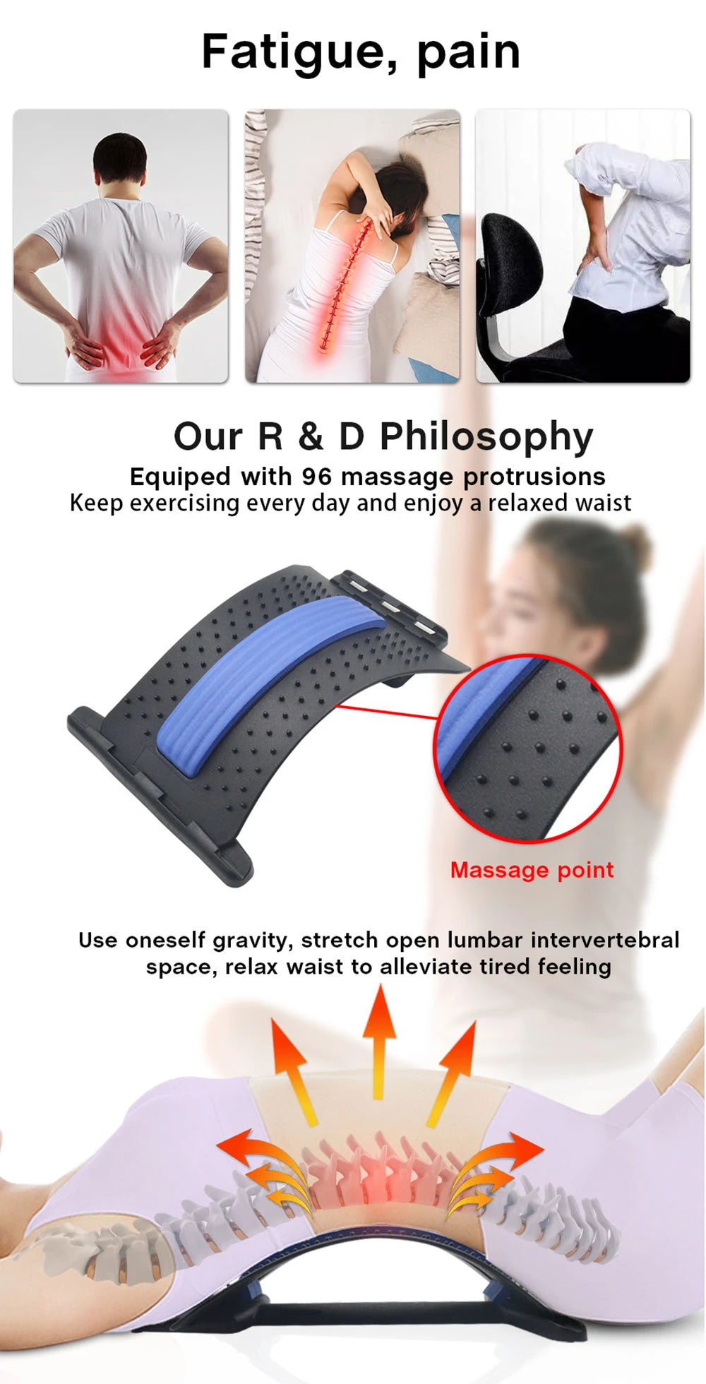 Magnetic Back Massage Muscle Relax Stretcher Posture Therapy  Lumbar Support Pain Relief