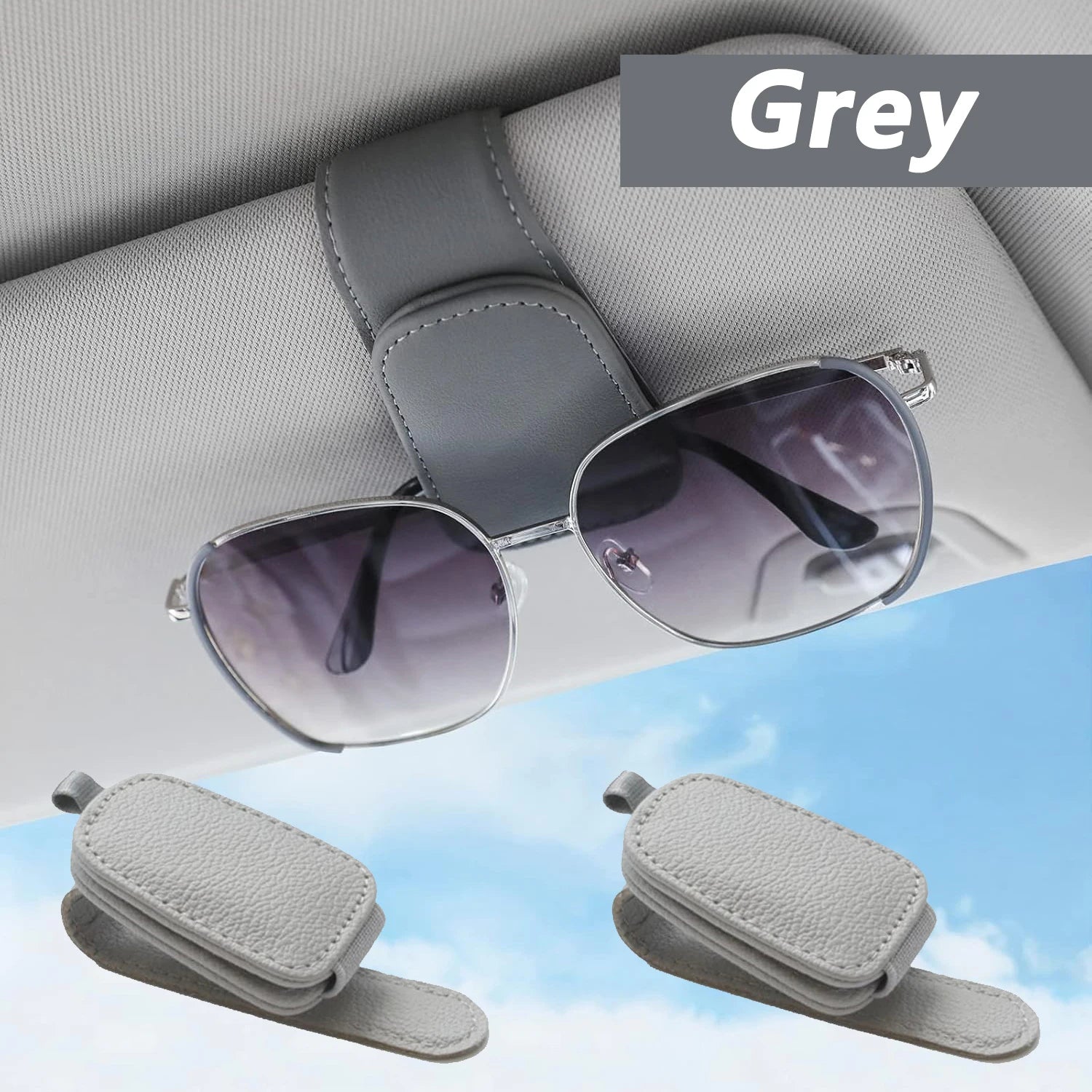 Sunglasses Gear Accessories: Magnetic Clip And Ticket Clip Leather Sunglasses Holder for Car / Rungear