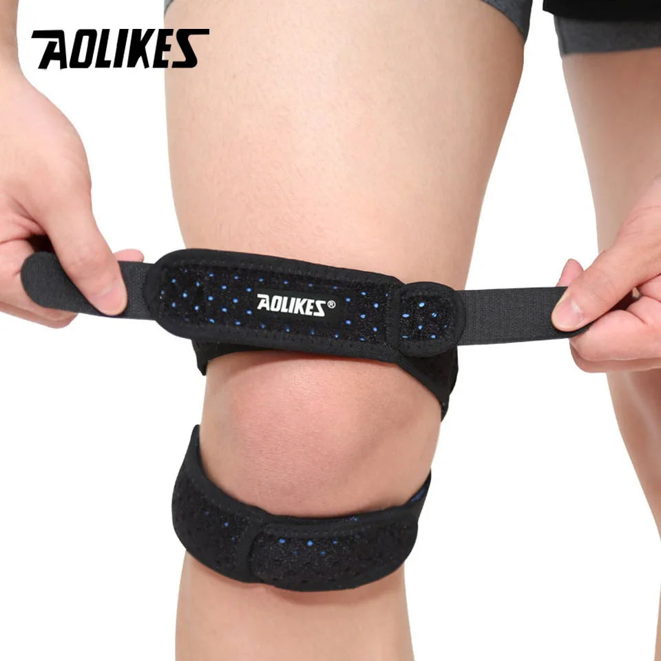 AOLIKES Adjustable Patella Knee Strap – Double Compression Support for Running & Sports