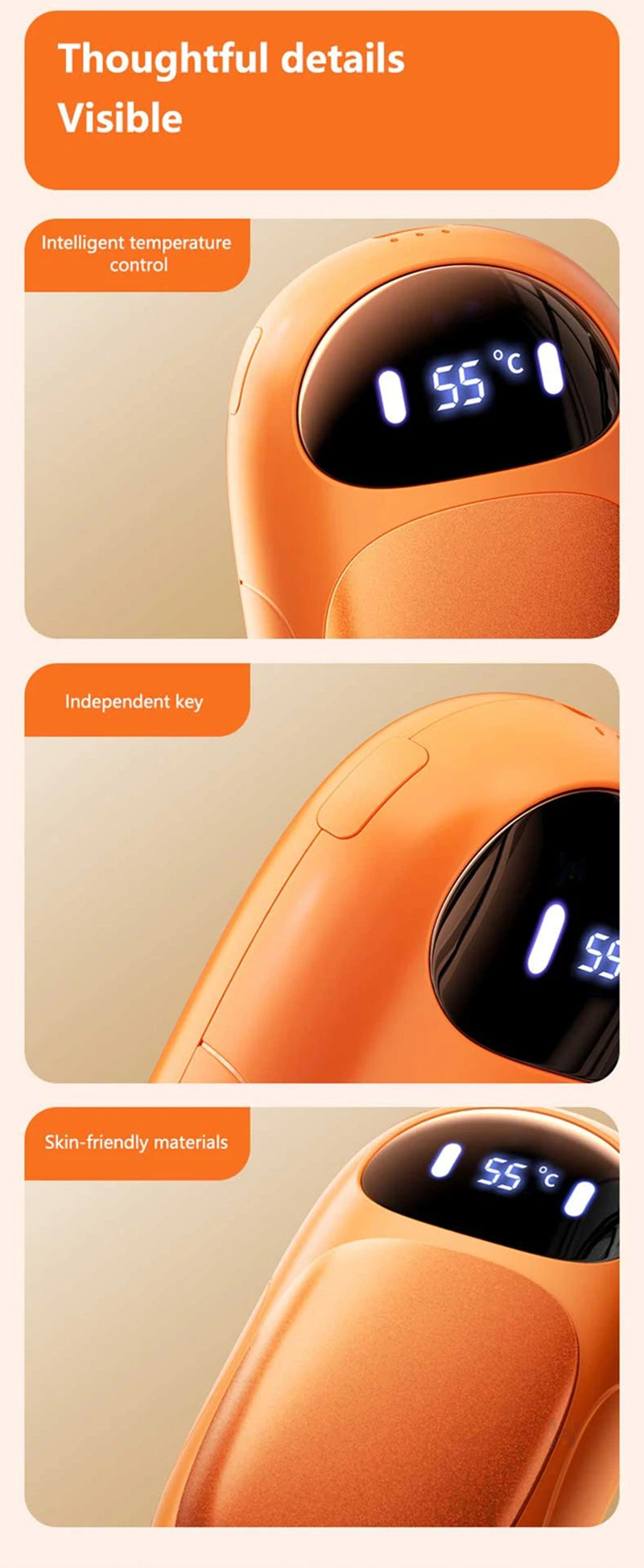 Dual Magnetic Rechargeable Hand Warmer Portable Electric Hot Pack Heater For Winter