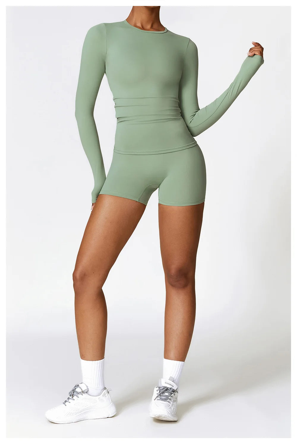 Women's Quick Dry Apparel: Breathable, Long Sleeved, Round Neck, Crop Top Workout Running, Hiking Set /  Rungear