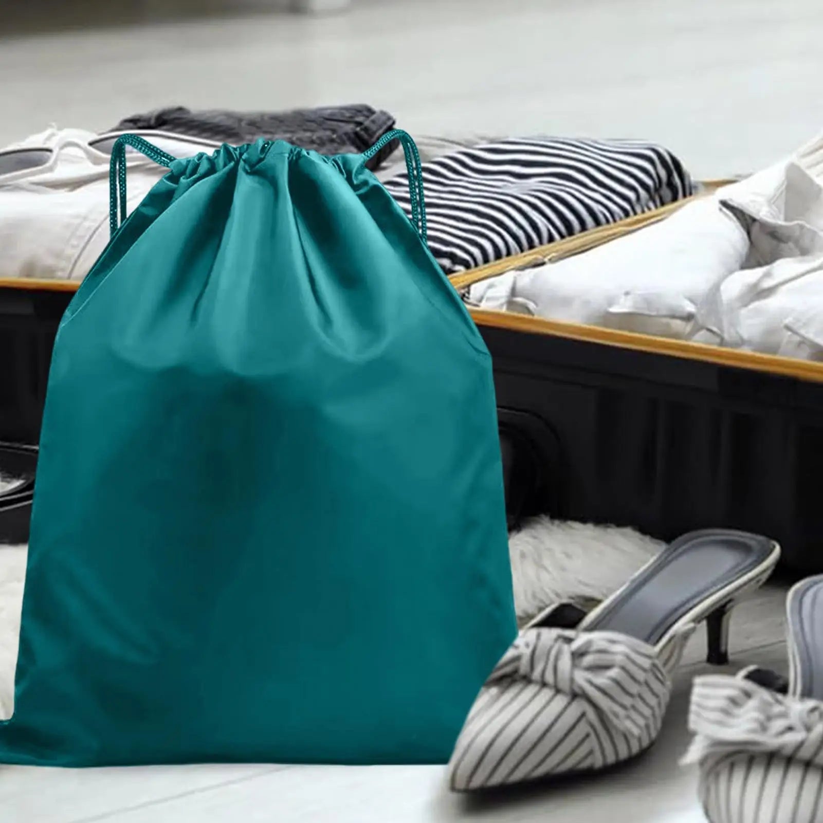 2 Pack Reusable Waterproof Drawstring Bags 30x20cm For Shoes, Wet Clothes, Outdoor Sports, Gym,Travel