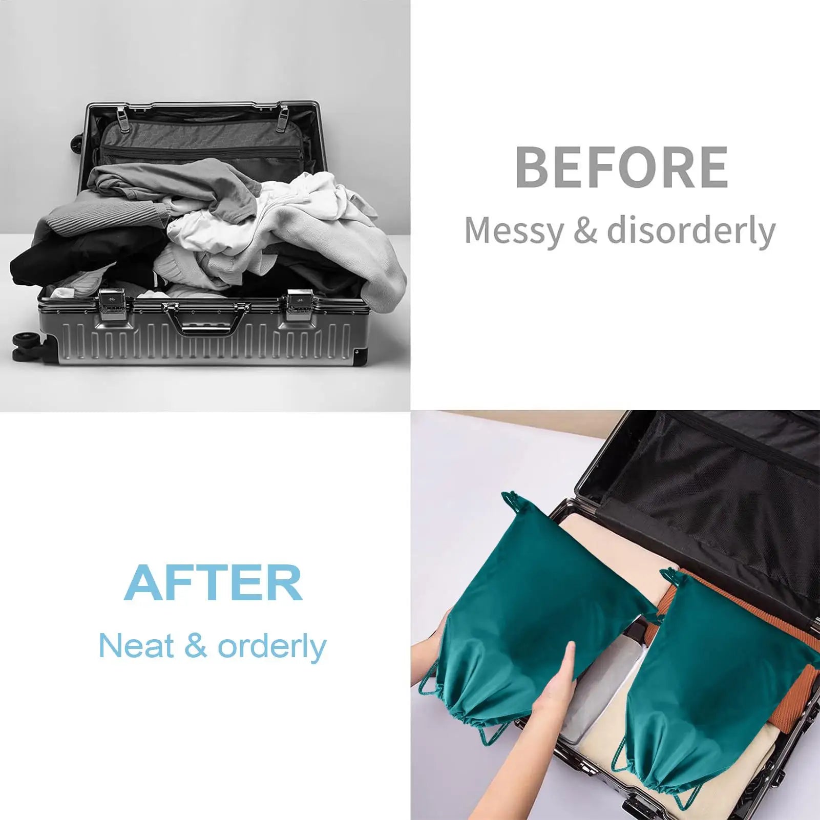 2 Pack Reusable Waterproof Drawstring Bags 30x20cm For Shoes, Wet Clothes, Outdoor Sports, Gym,Travel