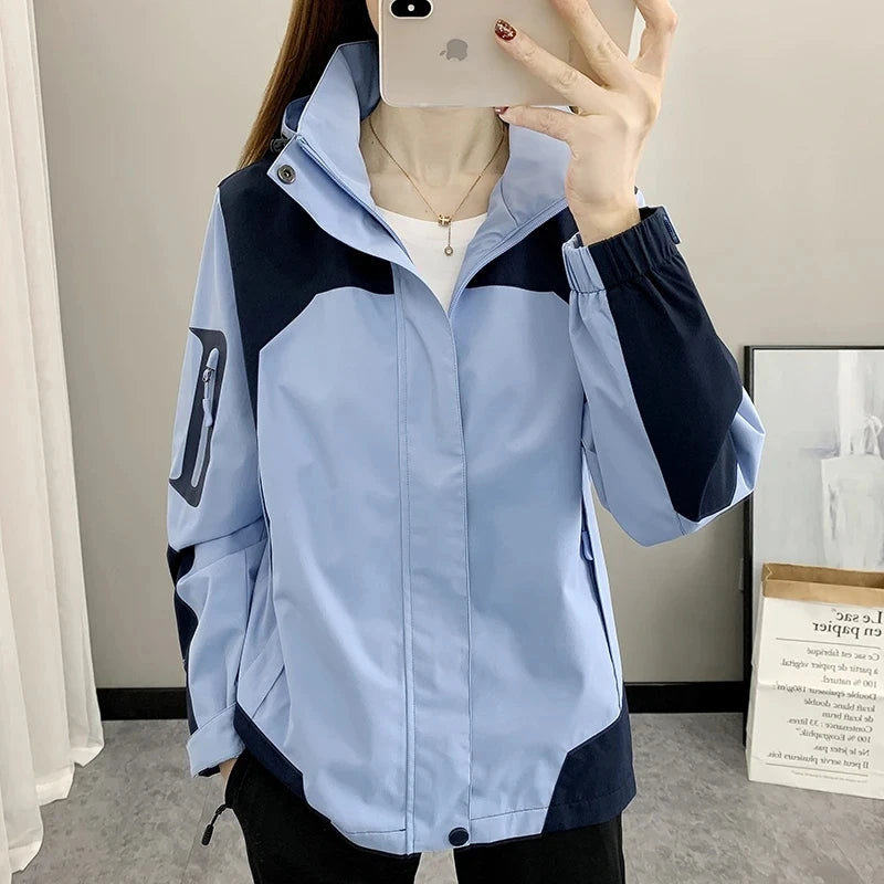 Women's Jacket Apparel: Waterproof, Windproof, Single-layer, Long Sleeved Hooded Jacket with Zipper / Rungear