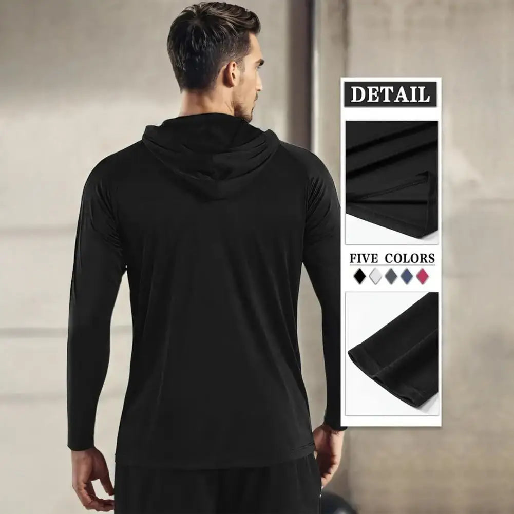 Men's Quick Dry Apparel: Long Sleeve, Sweat-Wicking Hooded, Loose-Fitted T-Shirt for Running, Hiking, All Sports / Rungear