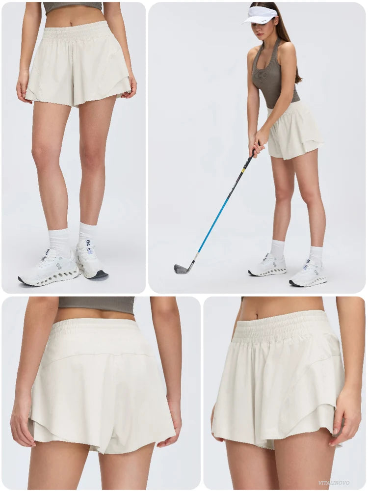 Women's High-Waisted 2-in-1 Athletic Shorts with Pocket