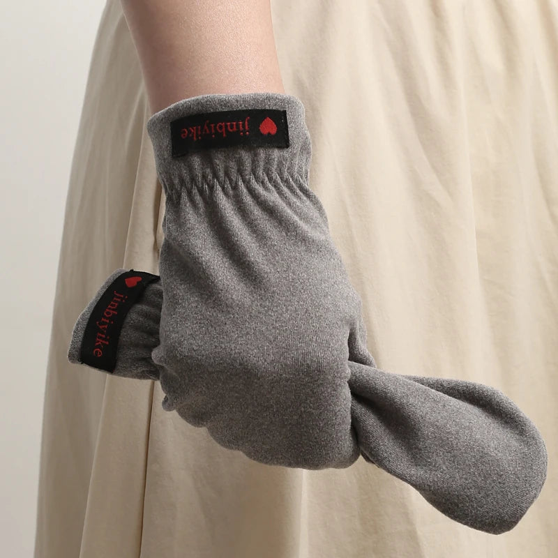 Running Winter Gear: Unisex, Warm, Windproof, Elasticated, Half-Round Mittens for Outdoor Sports / Rungear